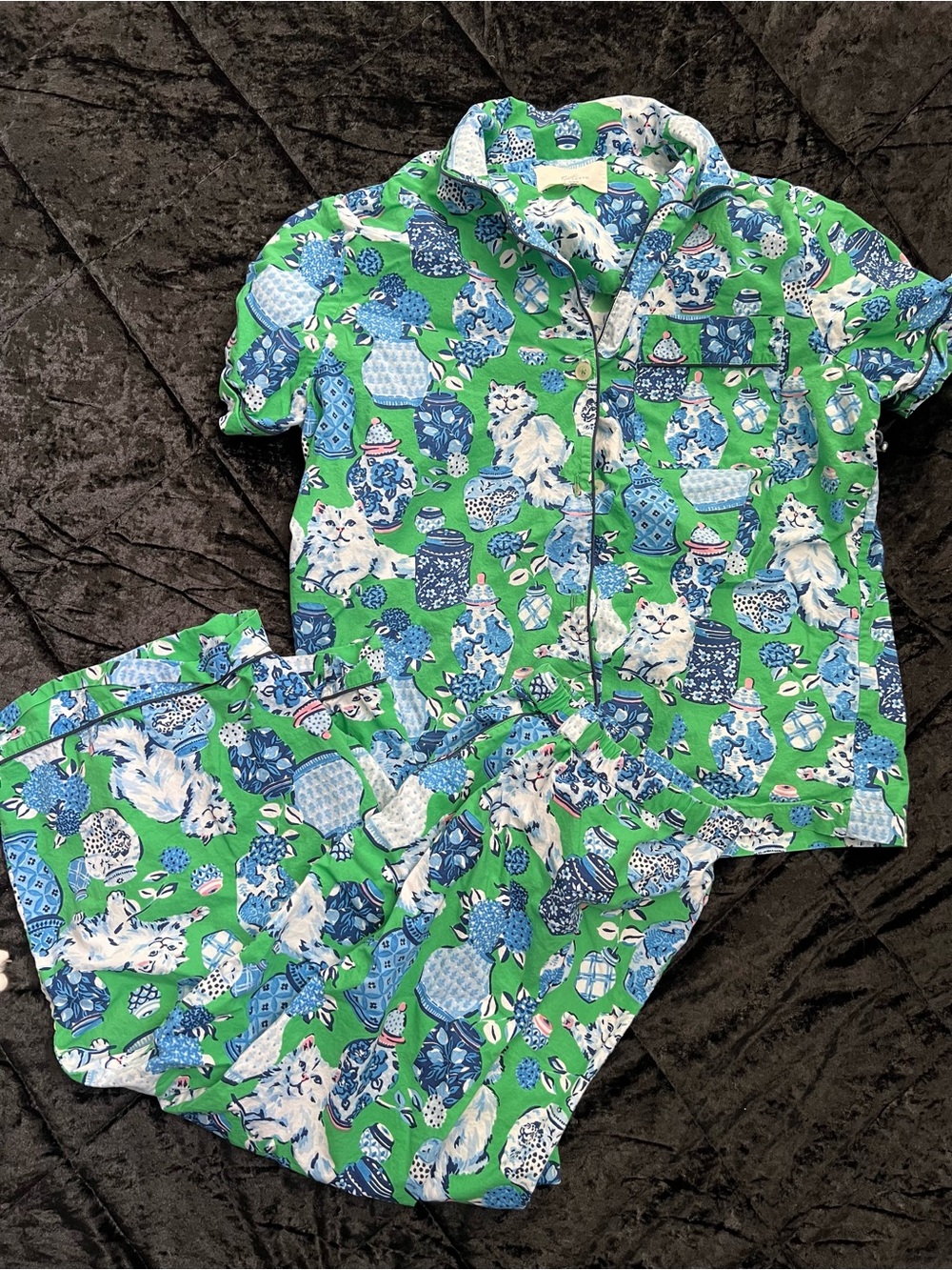 Print Fresh Green & Blue Printed Pajama Set